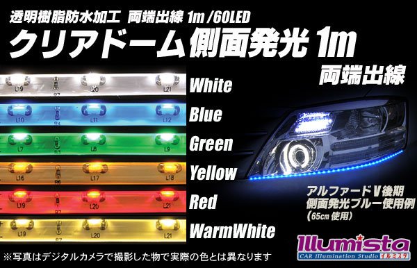 画像1: 1m両端出線 側面発光クリアドームテープLED (1)