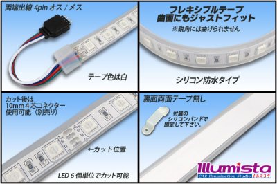 画像1: 24VテープLED60LED/mシリコン防水 RGB 10m