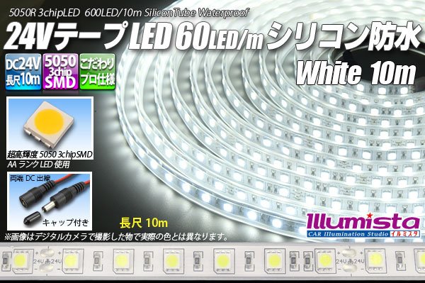 画像1: 24VテープLED60LED/mシリコン防水 白色 10m (1)