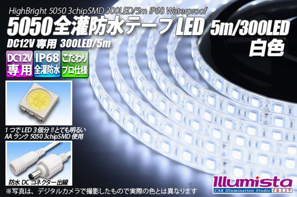 画像1: 全灌防水テープLED 60LED/m IP68 白色 1-5m (1)