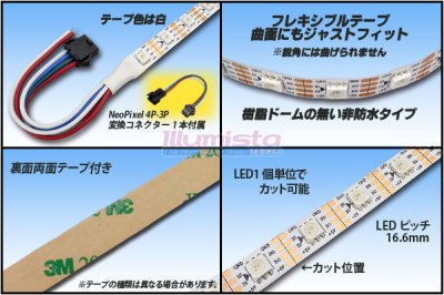 画像1: WS2813 NeoPixel RGBテープLED 60LED/m