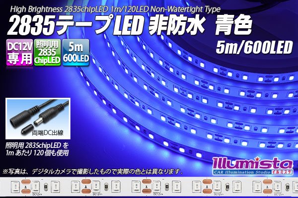 画像1: 2835テープLED 非防水 青色 5m/600LED (1)