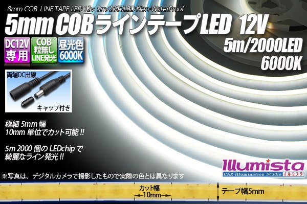 画像1: 5mm COBラインテープLED 5m/2000LED 昼光色 6000K (1)