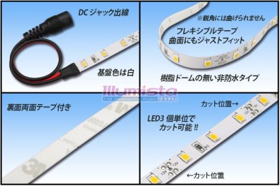 画像1: 高演色2835テープLED 60LED/m 非防水 ろうそく色 2300K 1-5m