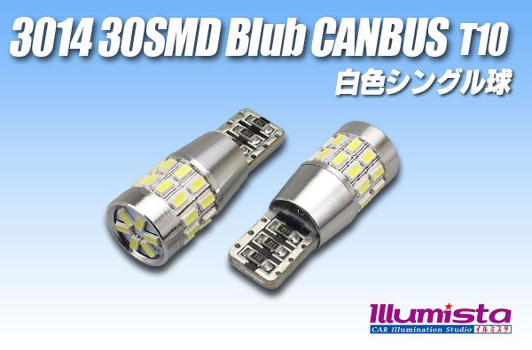 画像1: Canbus 3014 30SMD T10バルブ 白色 (1)