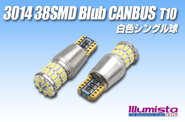 画像1: Canbus 3014 38SMD T10バルブ 白色 (1)