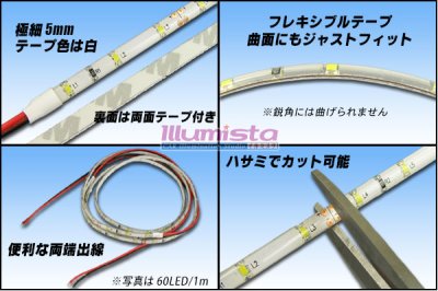 画像1: 極細クリアドームテープLED 1m