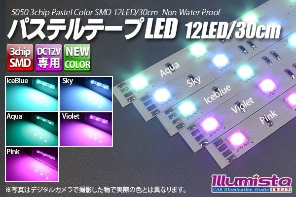 画像1: パステルテープLED 12LED/30cm 配線付 (1)