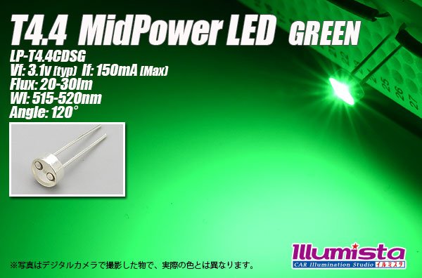 画像1: T4.4 MidPowerLED 緑色 LP-T4.4CDSG (1)