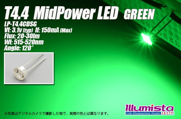 画像1: T4.4 MidPowerLED 緑色 LP-T4.4CDSG (1)