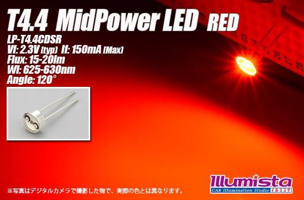 画像1: T4.4 MidPowerLED 赤色 LP-T4.4CDSR (1)